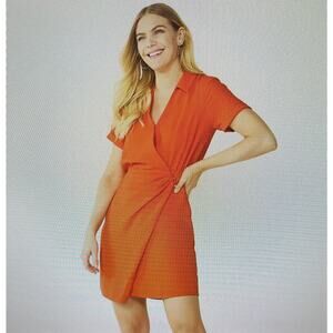 NWT Nine West Orange Size XL Surplice Shirt Dress